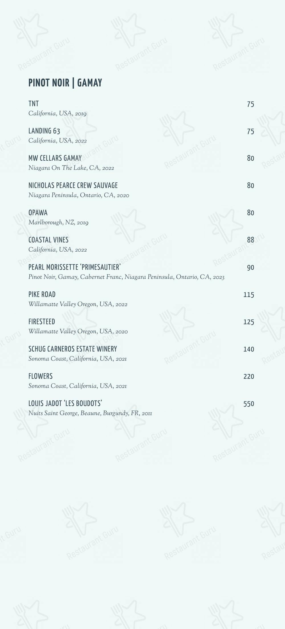 Menu pour KŌST - plats et boissons