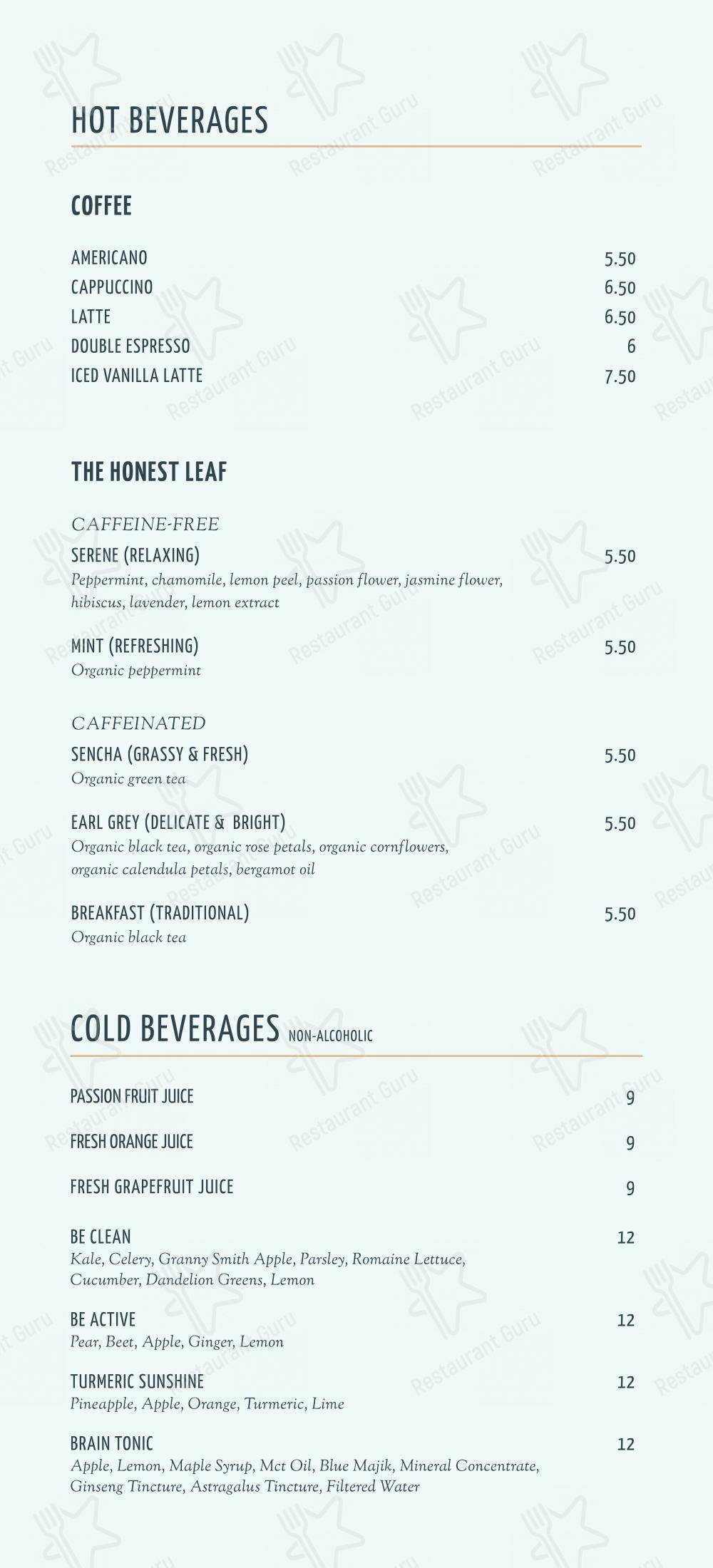 Menu pour KŌST restaurant