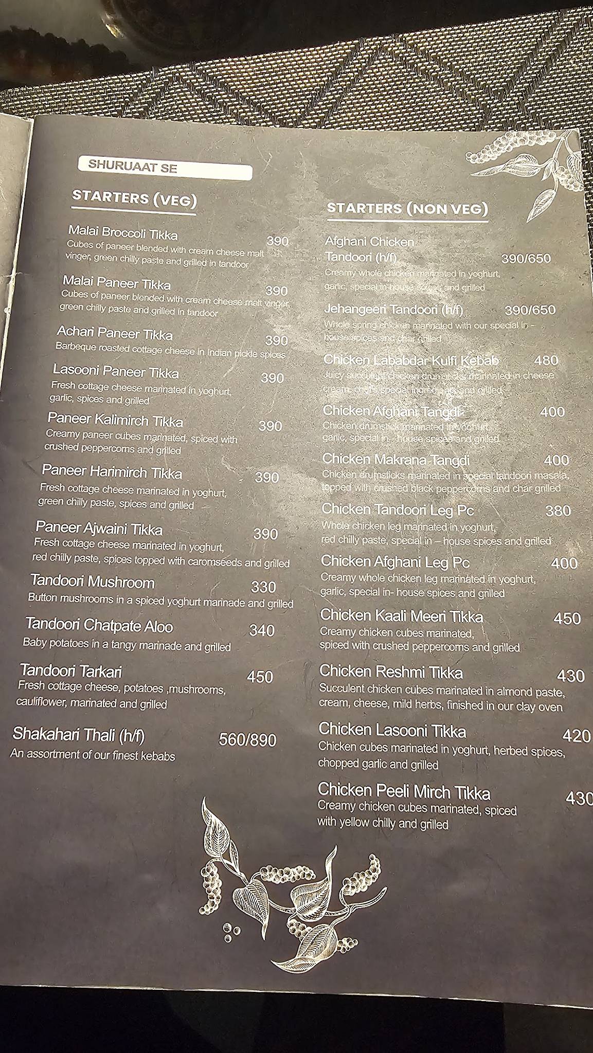 Kaali Meeri menu