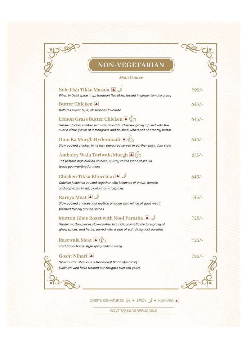 Karigari Restaurant, Bengaluru menu