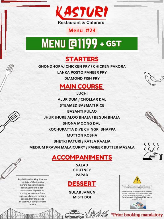 Kasturi Restaurant menu