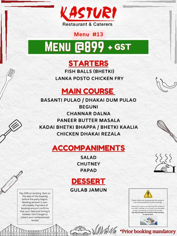 Kasturi Restaurant menu
