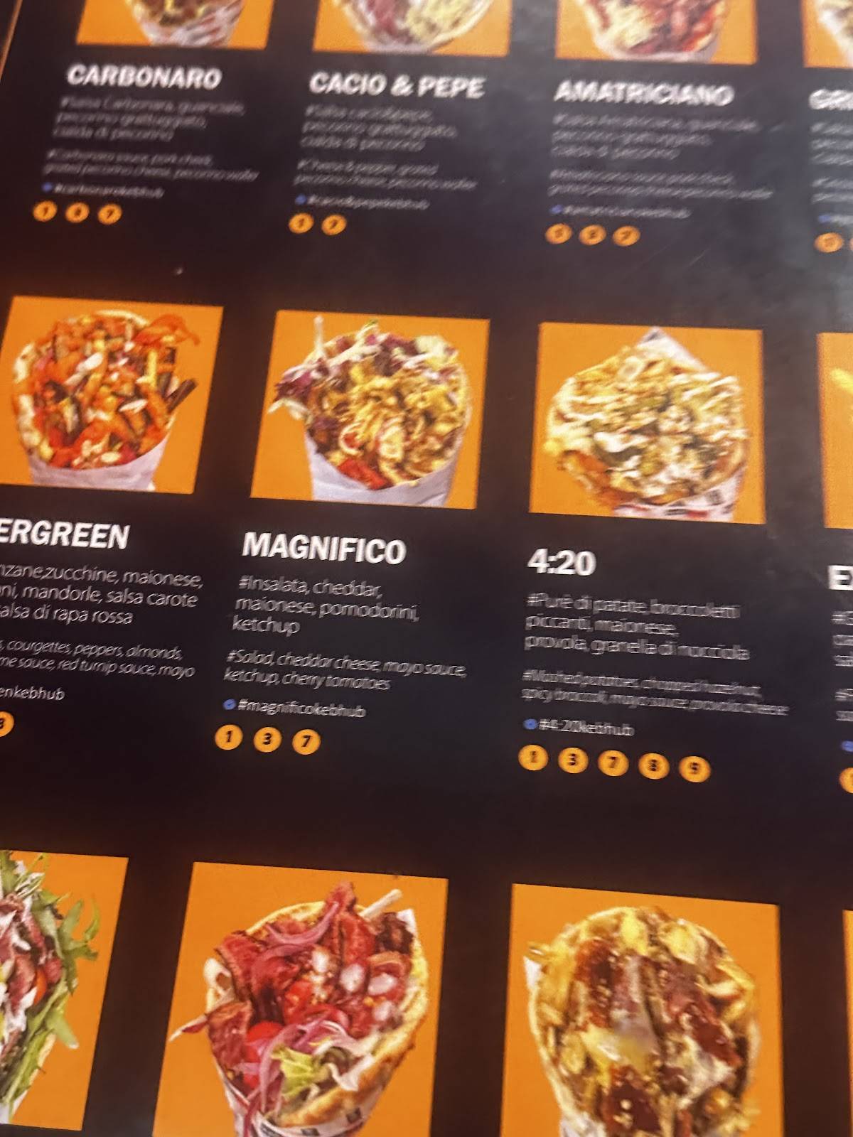 Menu di KebHub Roma 