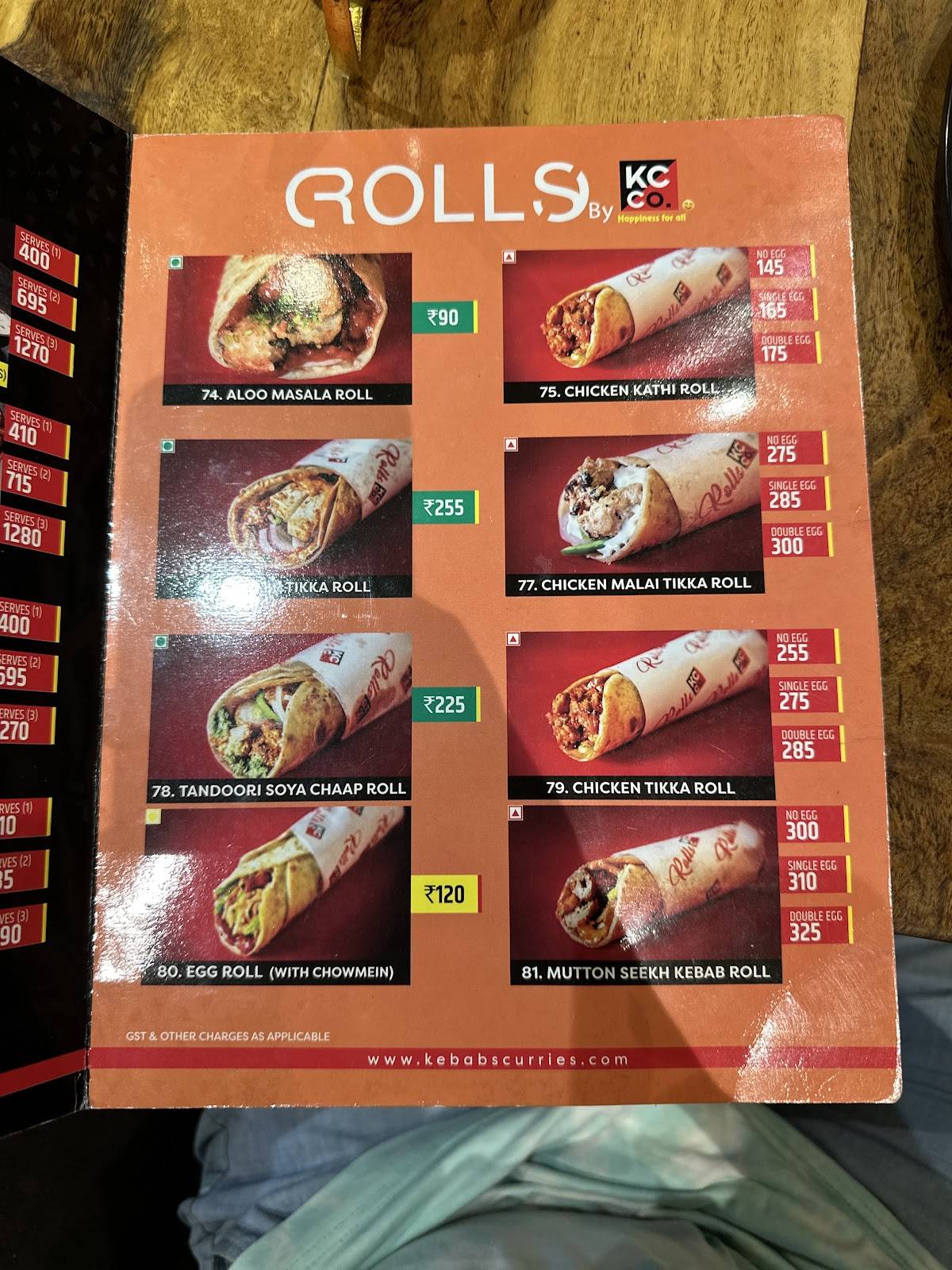 Kebabs & Curries Company - Kota menu