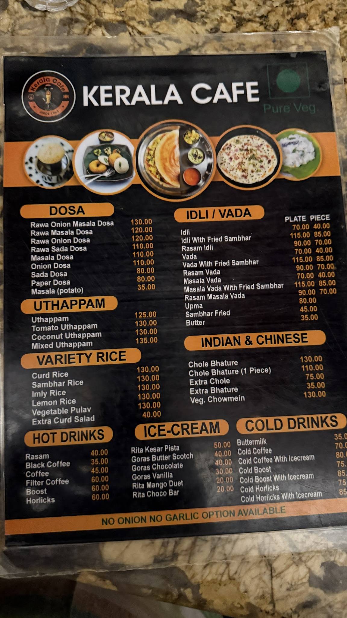 Kerala Cafe Since 1962 menu