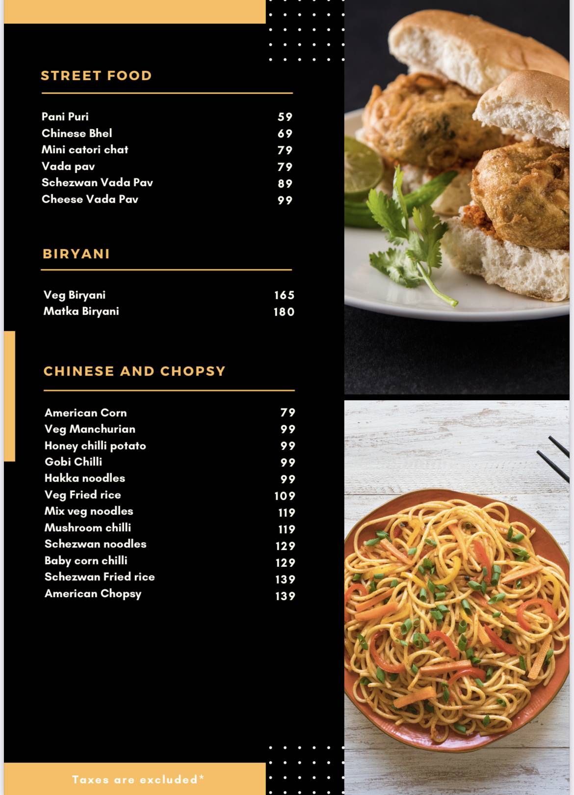 The Hideout Cafe menu