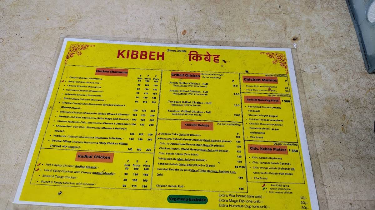 Kibbeh menu