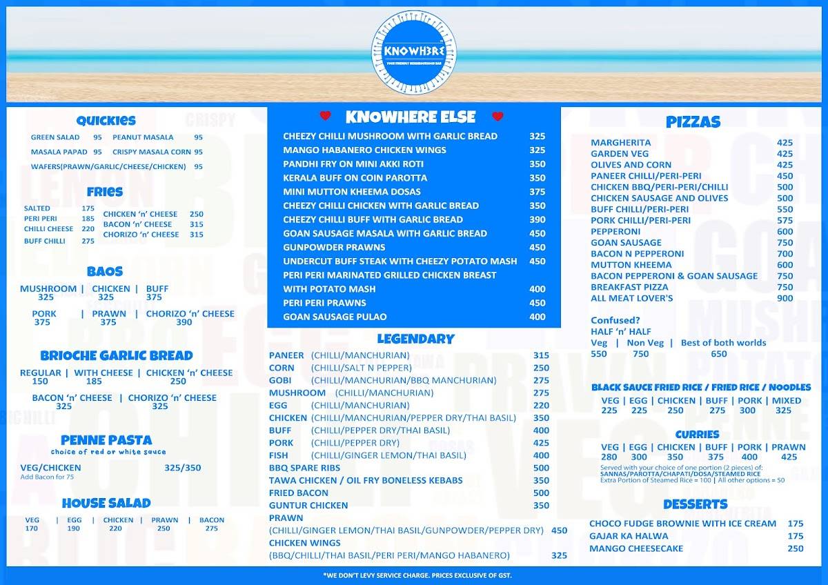 Knowhere menu