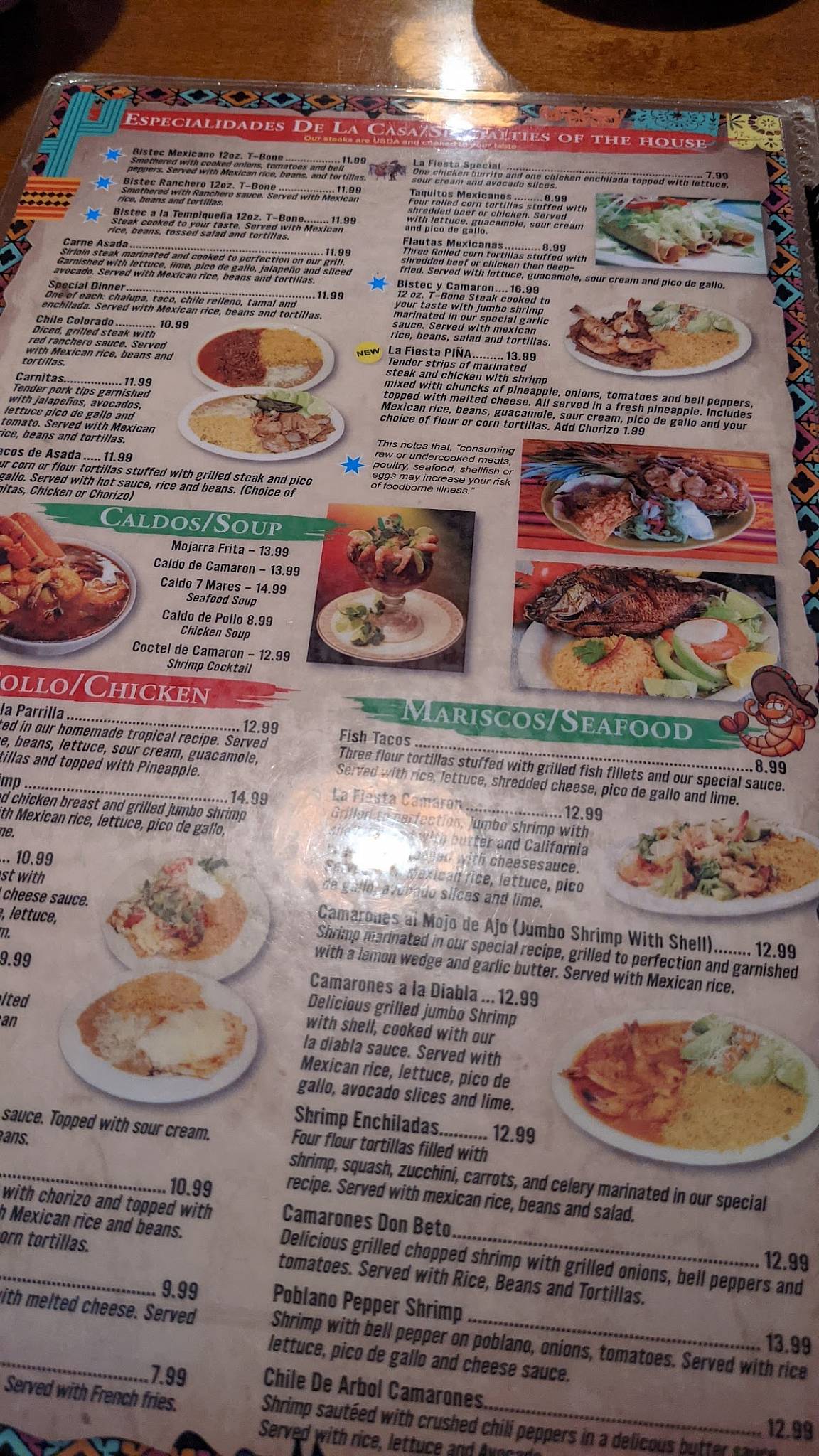 Menu at La Fiesta Mexican Restaurant, Knoxville