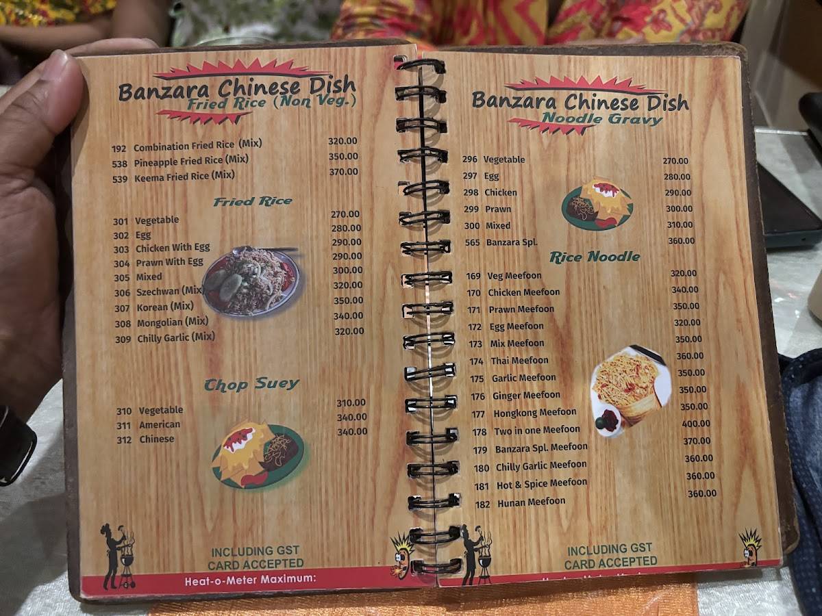 Banzara menu