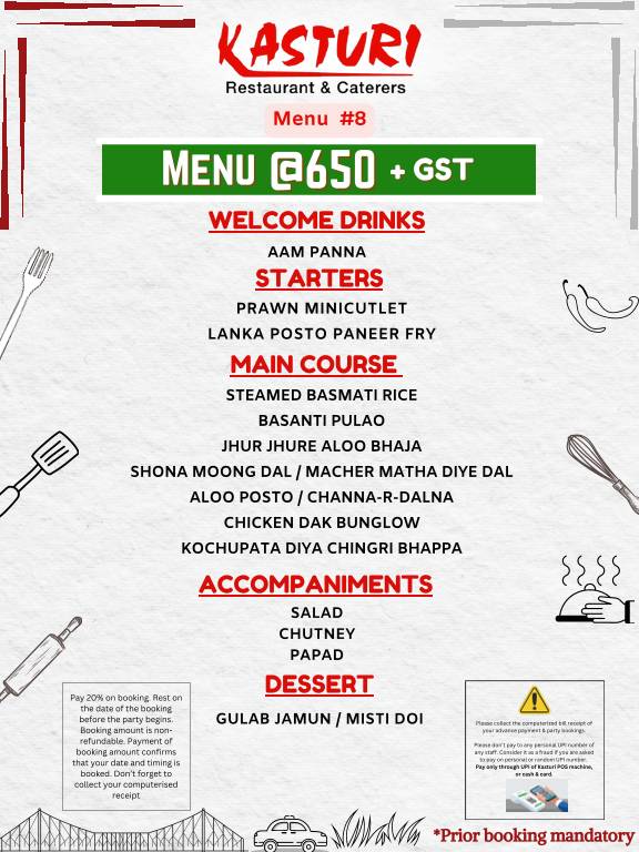 Kasturi Restaurant menu