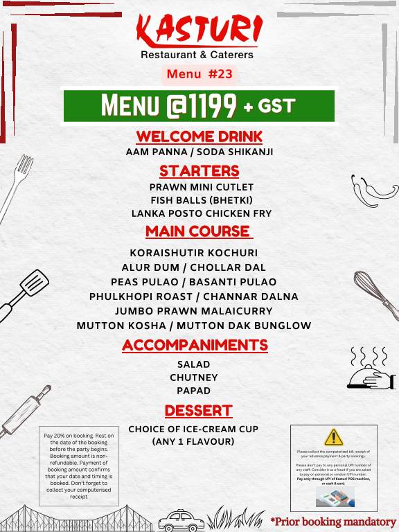 Kasturi Restaurant menu