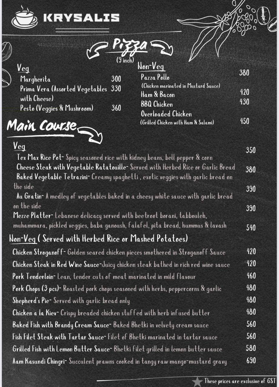 Krysalis menu