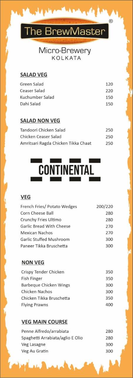 The Brewmaster menu