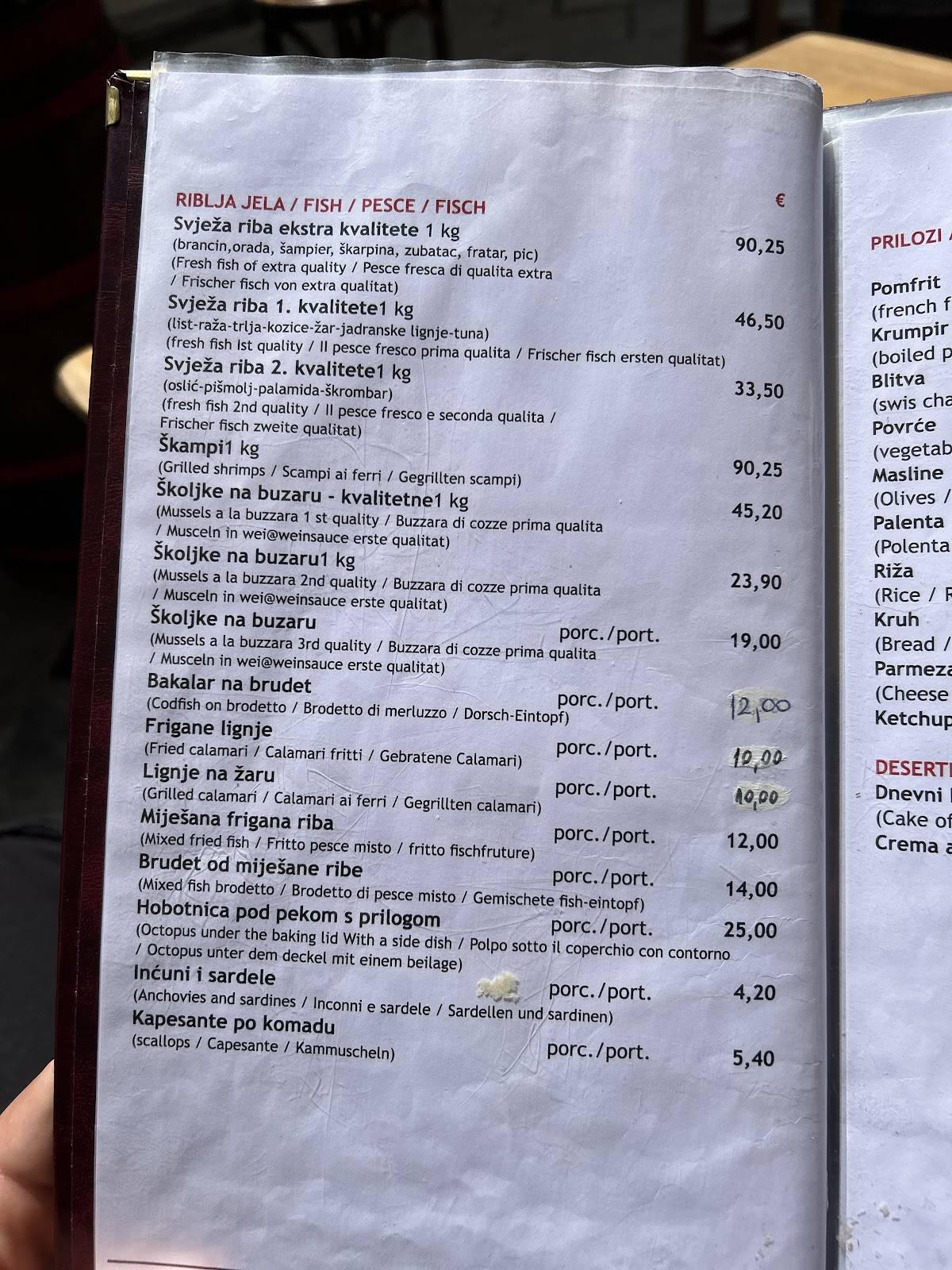 Menu di Konoba Fiume 