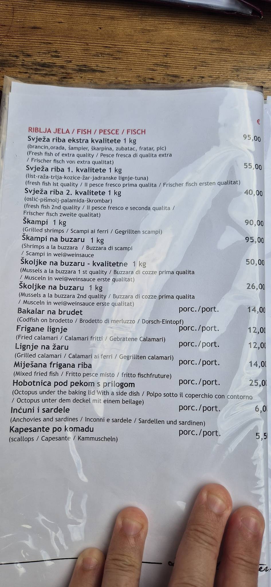 Menu di Konoba Fiume 