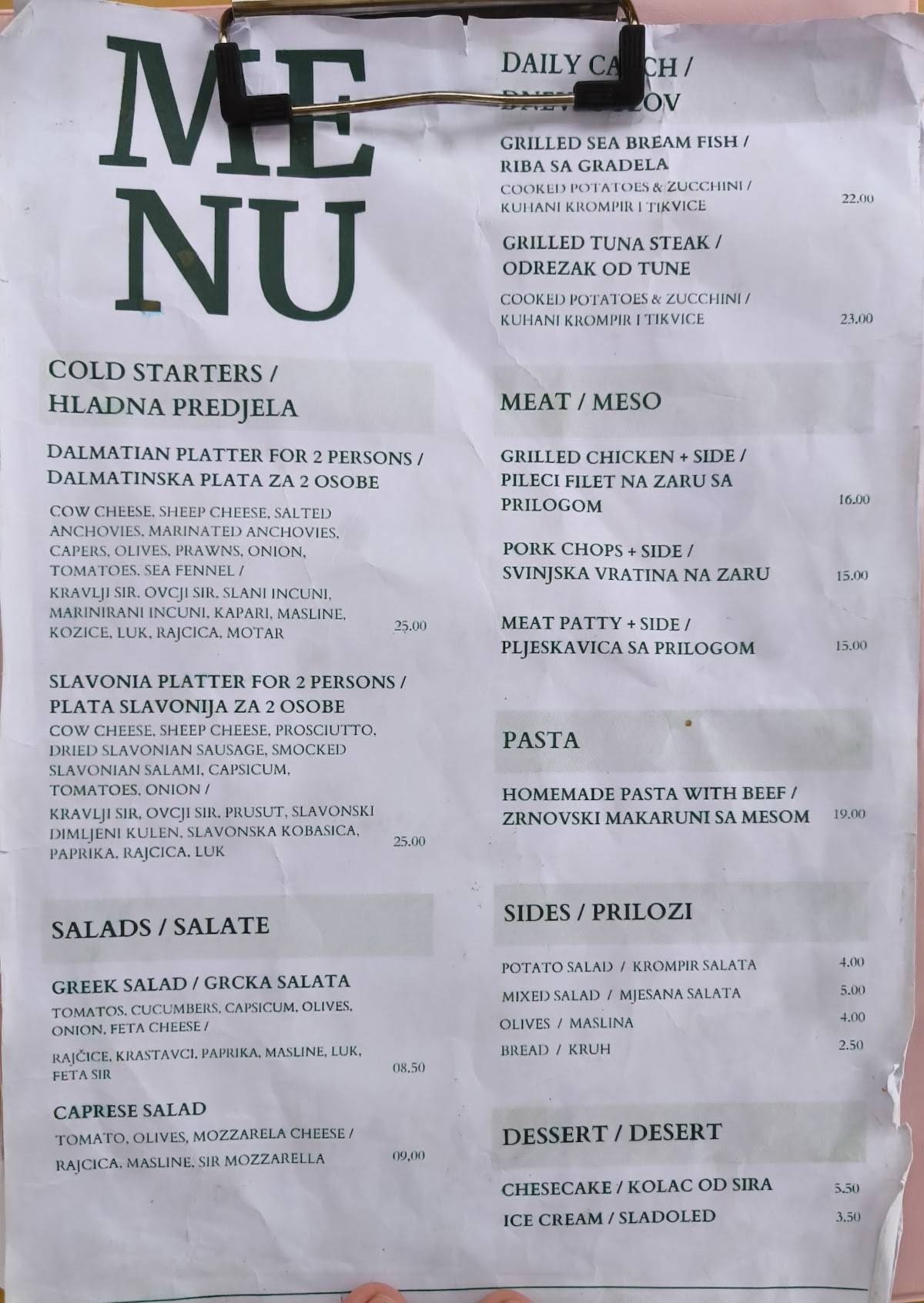 Menu di Konoba Mijo 