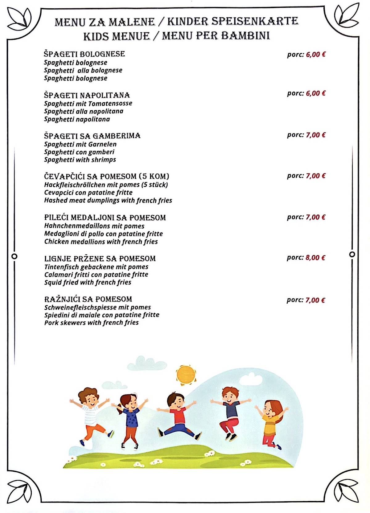 Menu di Konoba Teran 