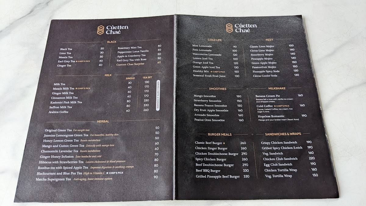 Cuetten Chae - Cafe & Restaurant menu