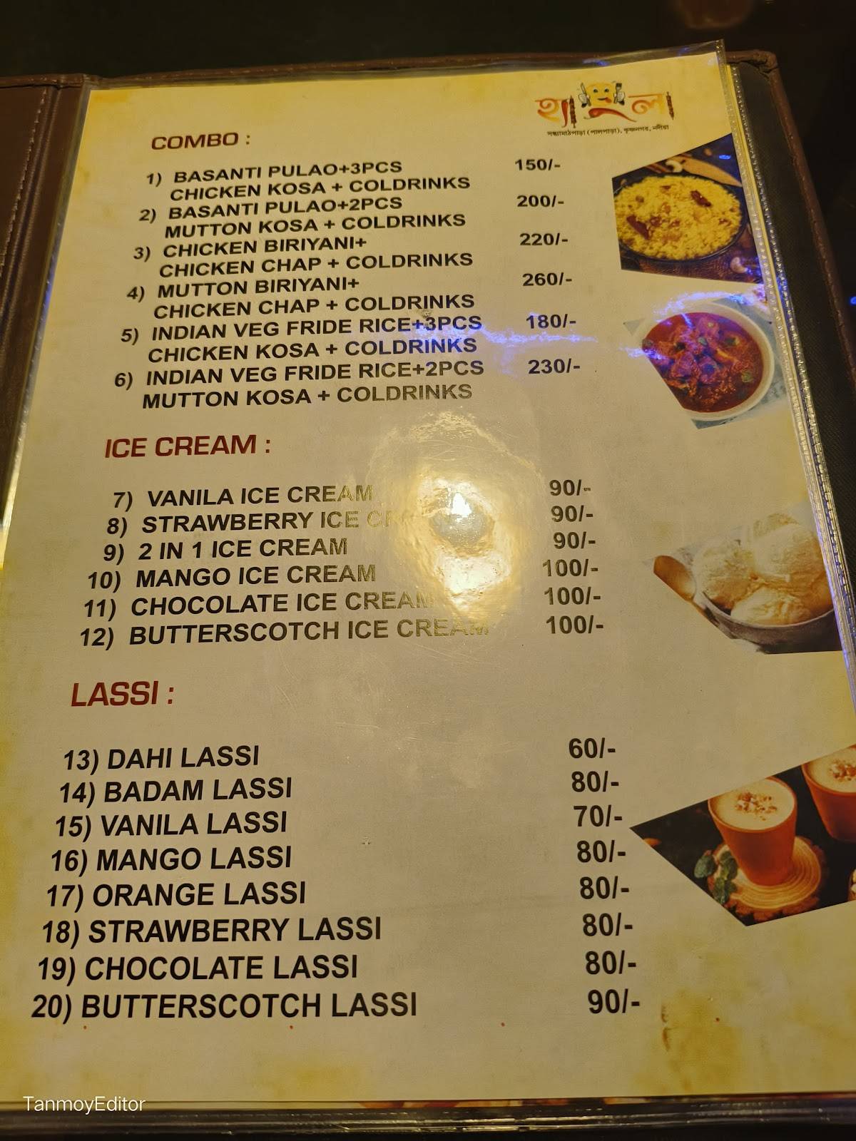 Hangla Cafe and Family Restaurant menu