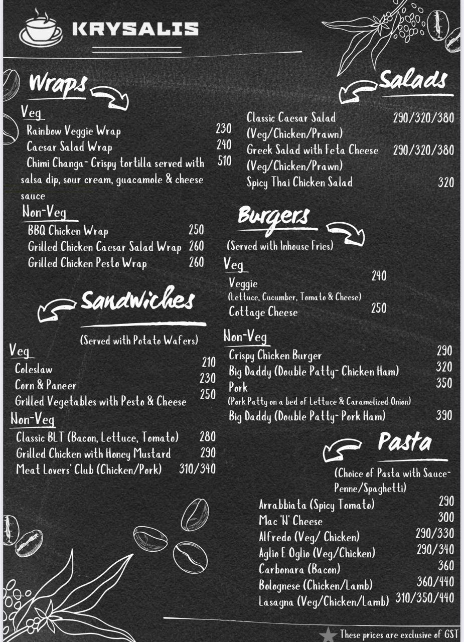 Krysalis menu