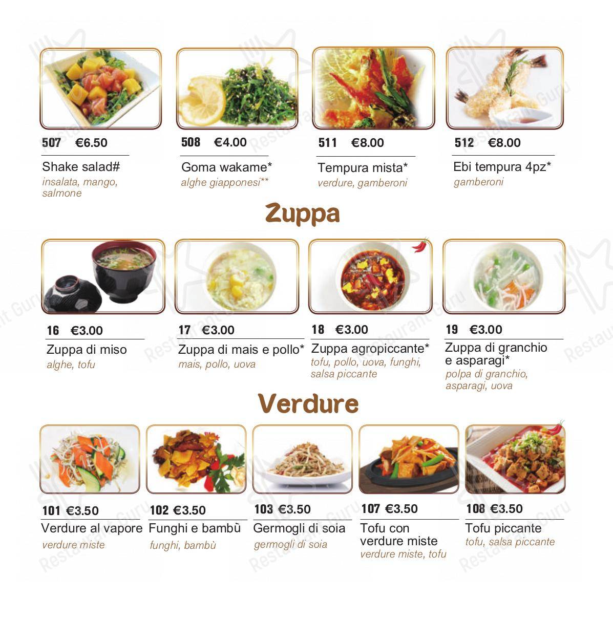 Menu per Kung Fu House in Roma