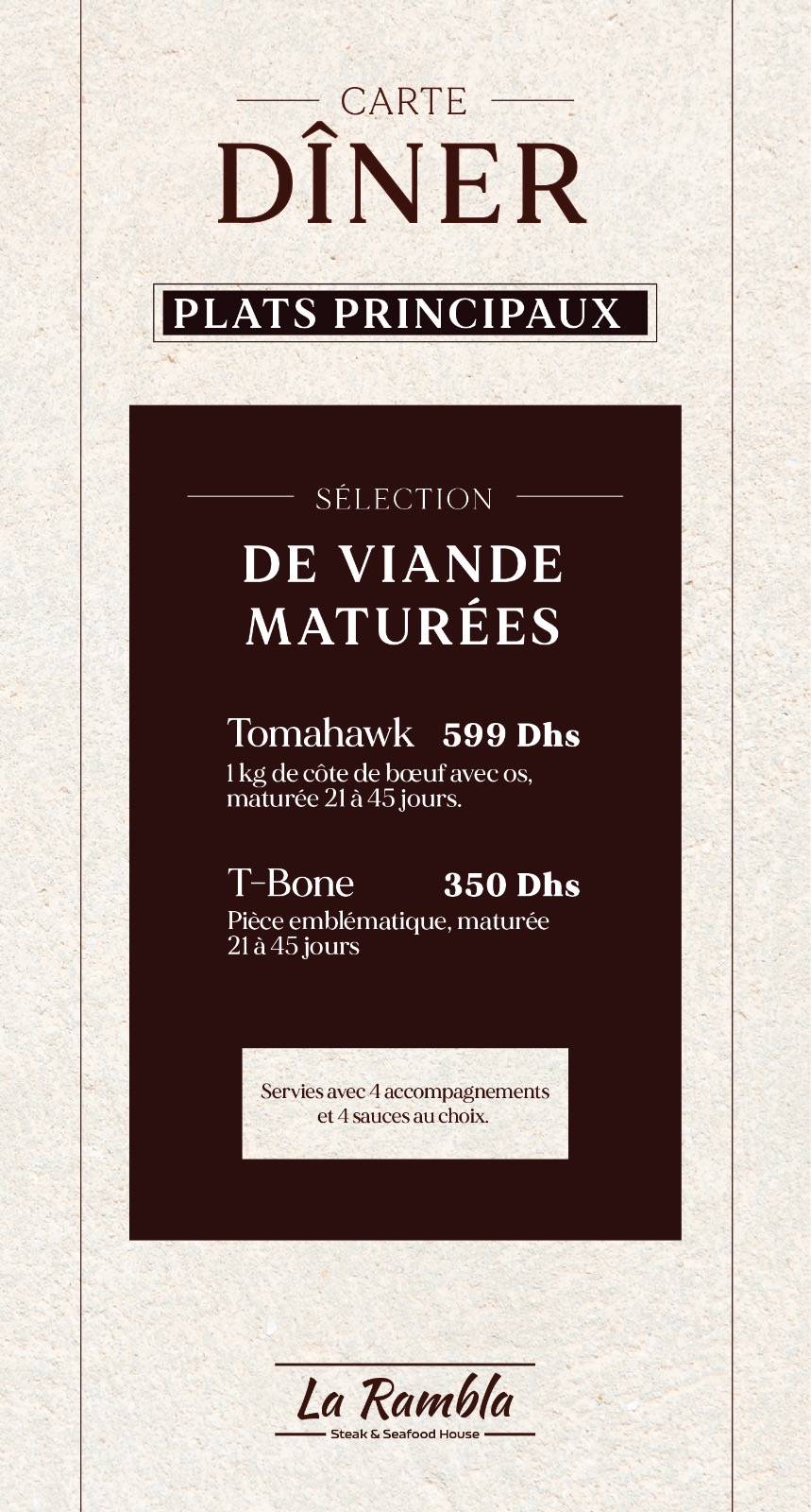 Menu de LA RAMBLA RABAT