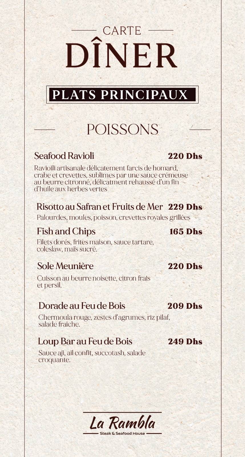 Menu de LA RAMBLA RABAT