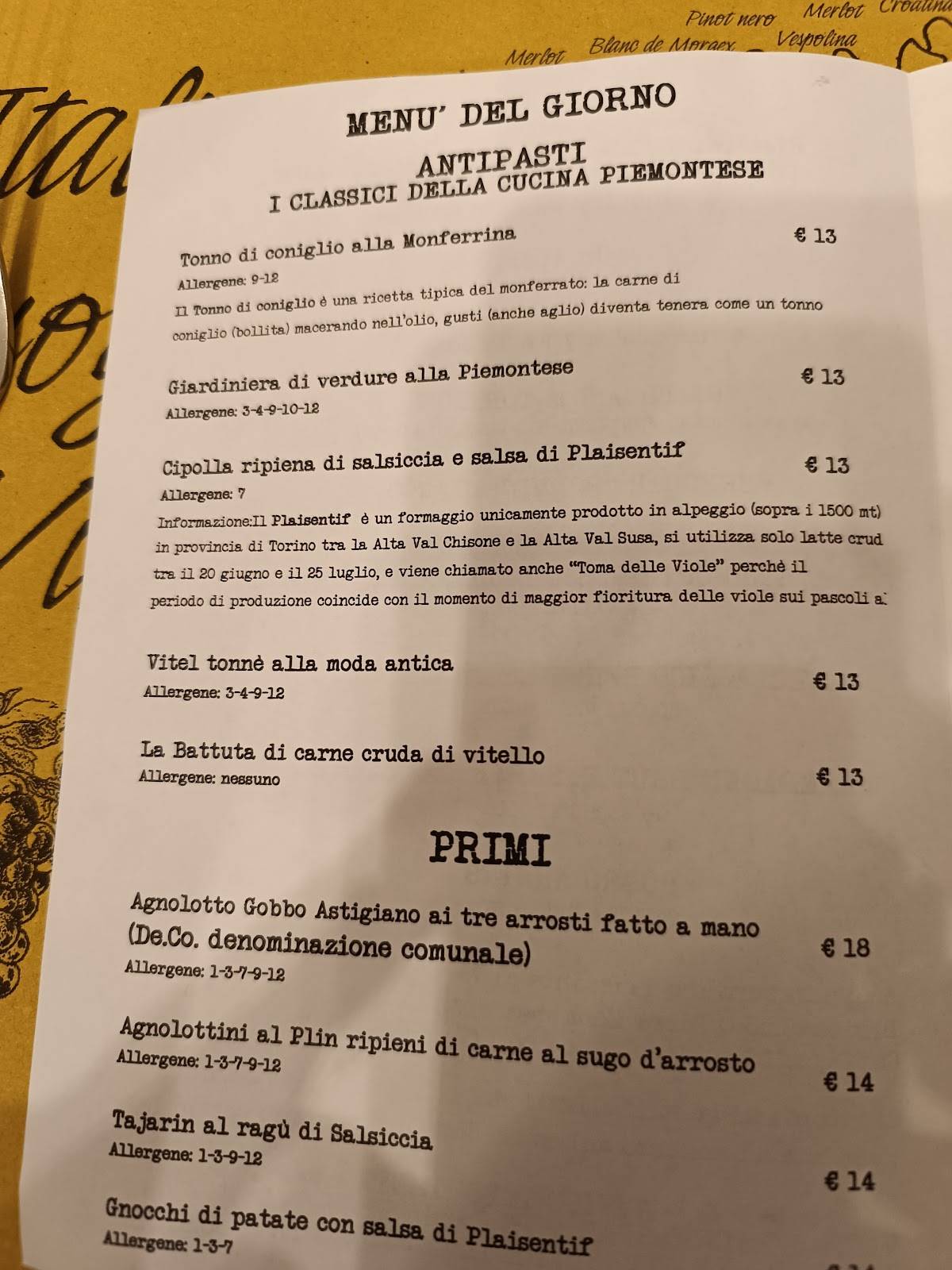 Menu di L'Acino Restaurant 
