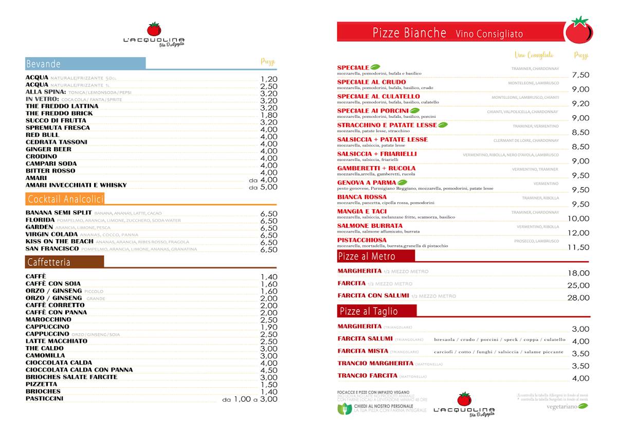 Menu di Acquolina D'Azeglio 