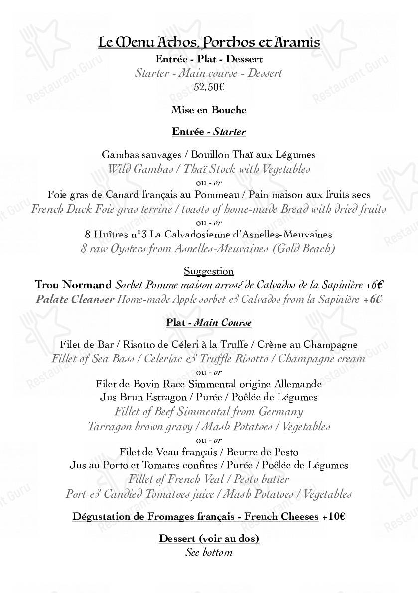 Menu at L'Alchimie restaurant, Bayeux