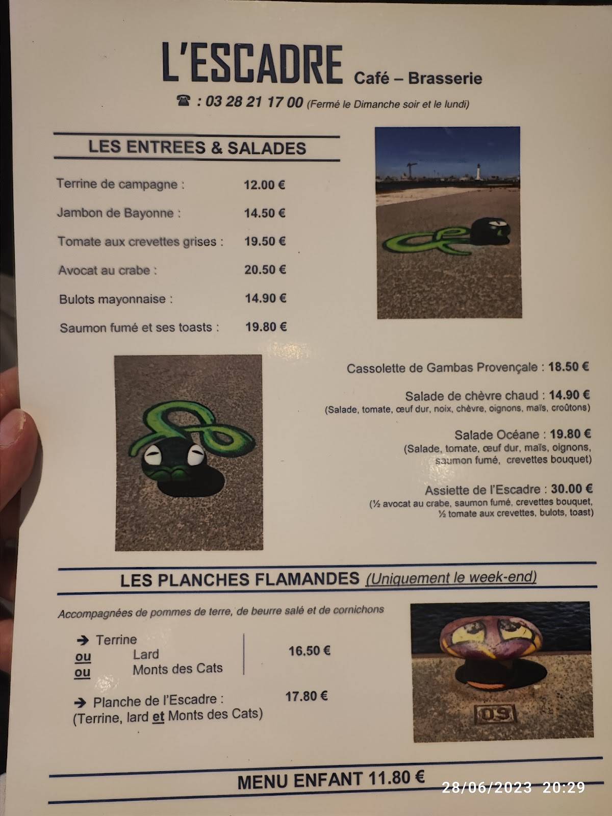 Menu de L'Escadre