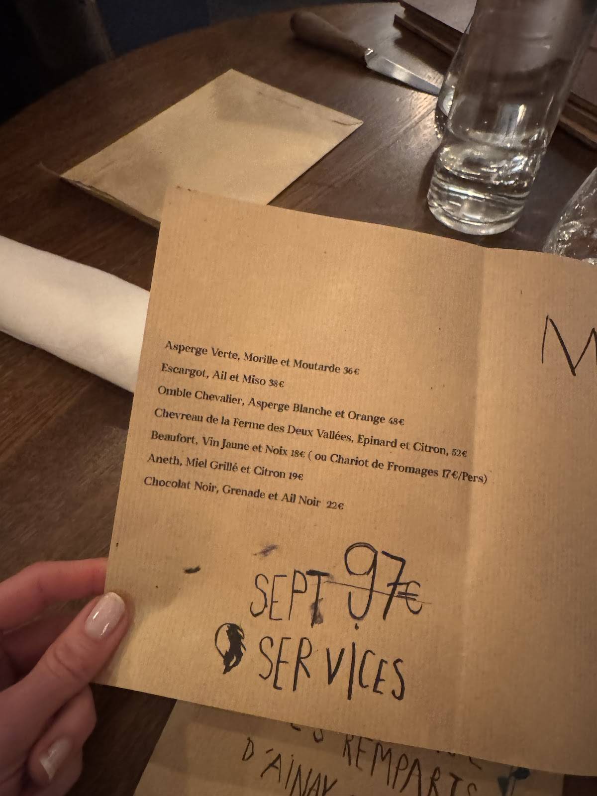 Menu de L'Établi