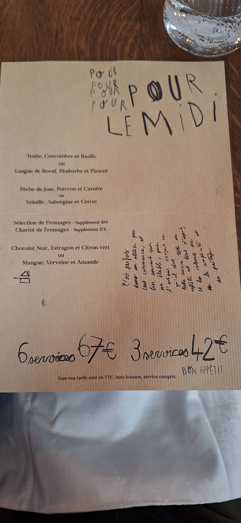 Menu de L'Établi