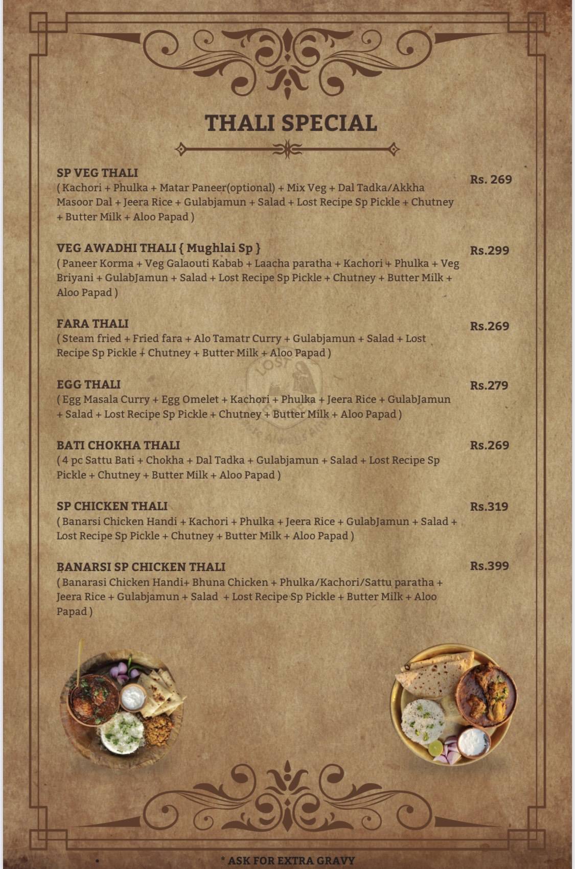 LOST RECIPES menu