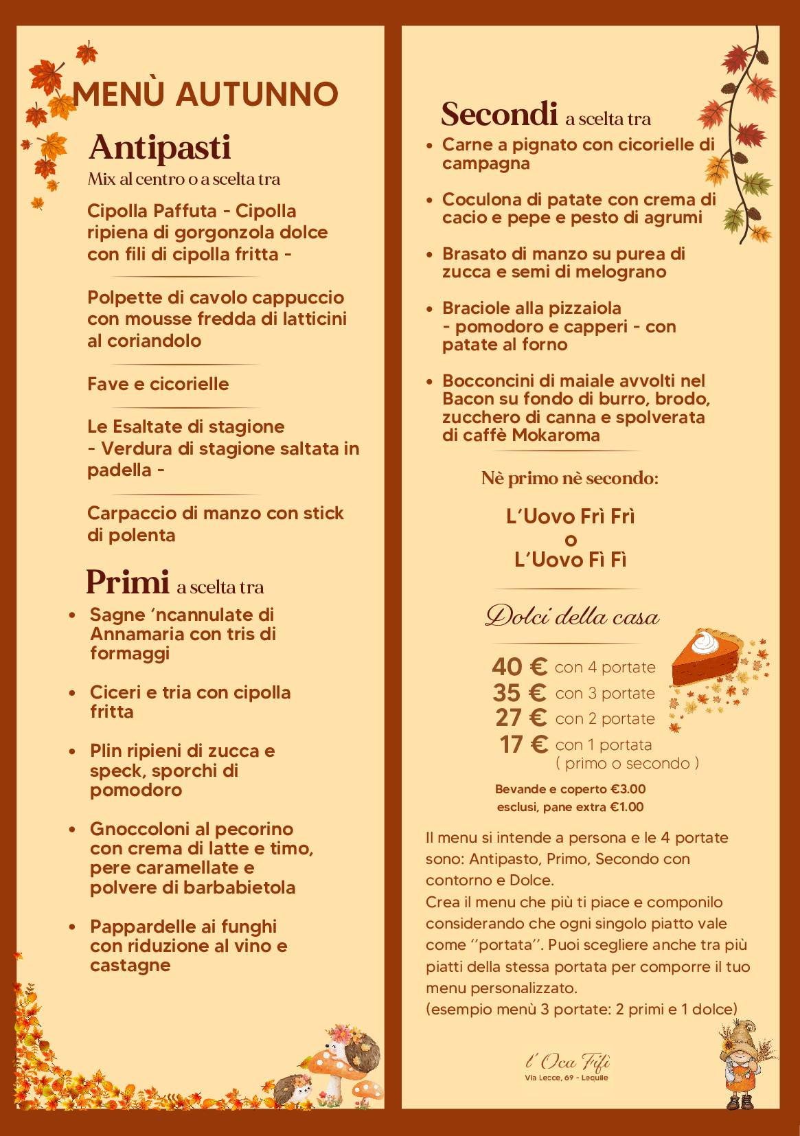 Menu di L'Oca Fifì 