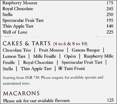 L'Opéra Select City Walk menu