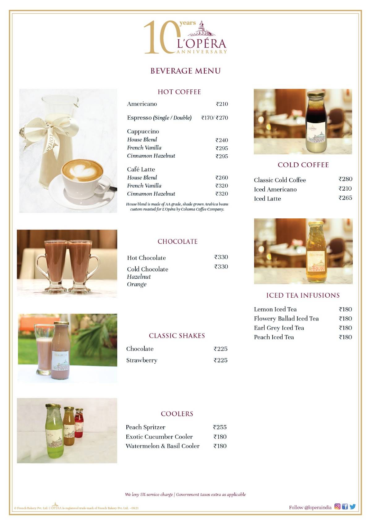 L’Opéra Basant Lok menu