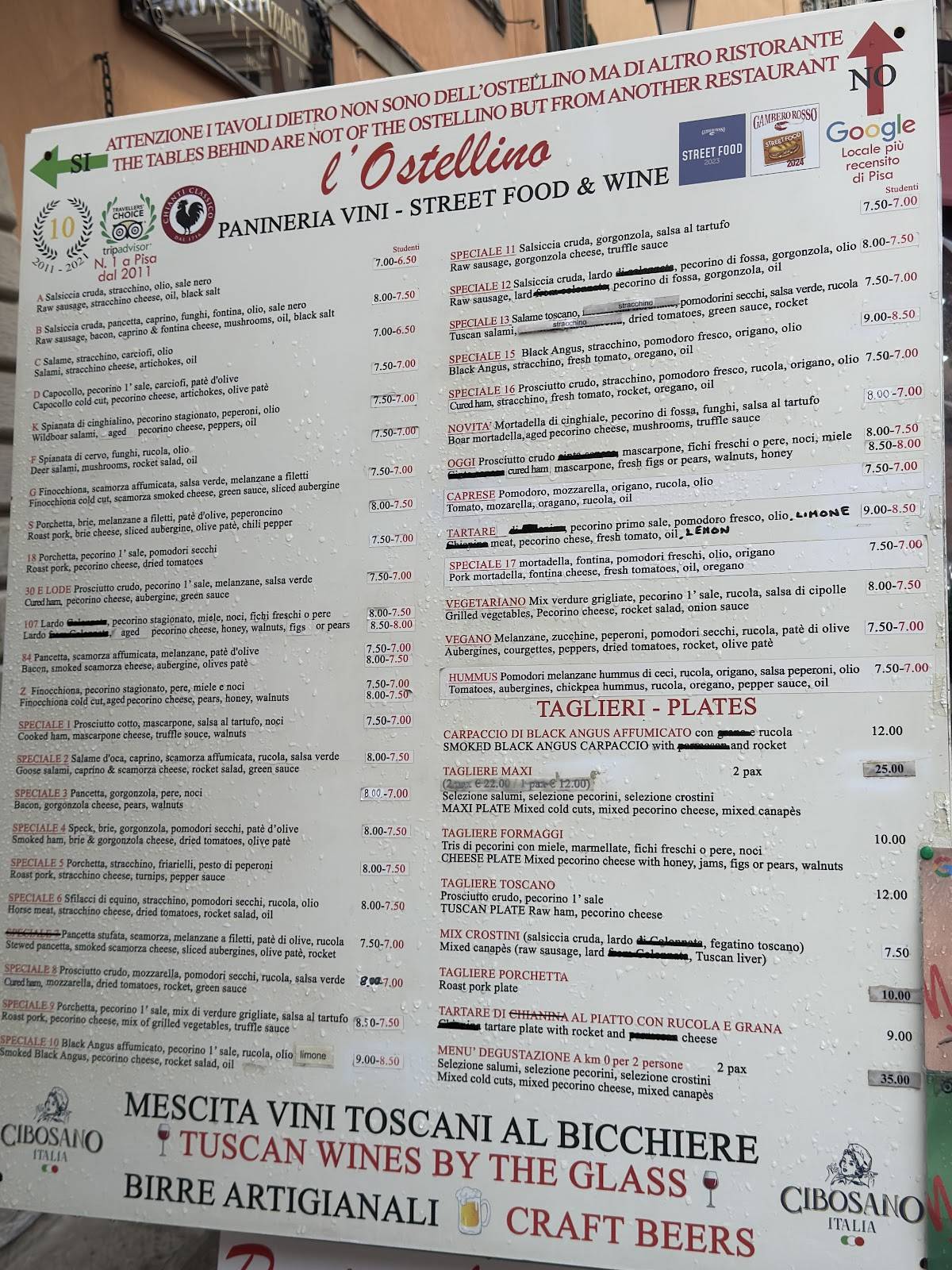 Menu di L'Ostellino 