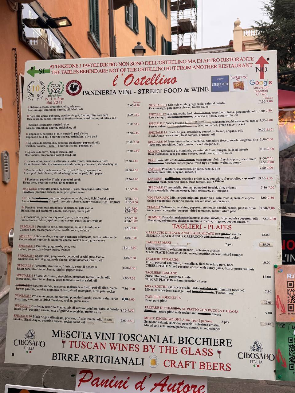 Menu di L'Ostellino 