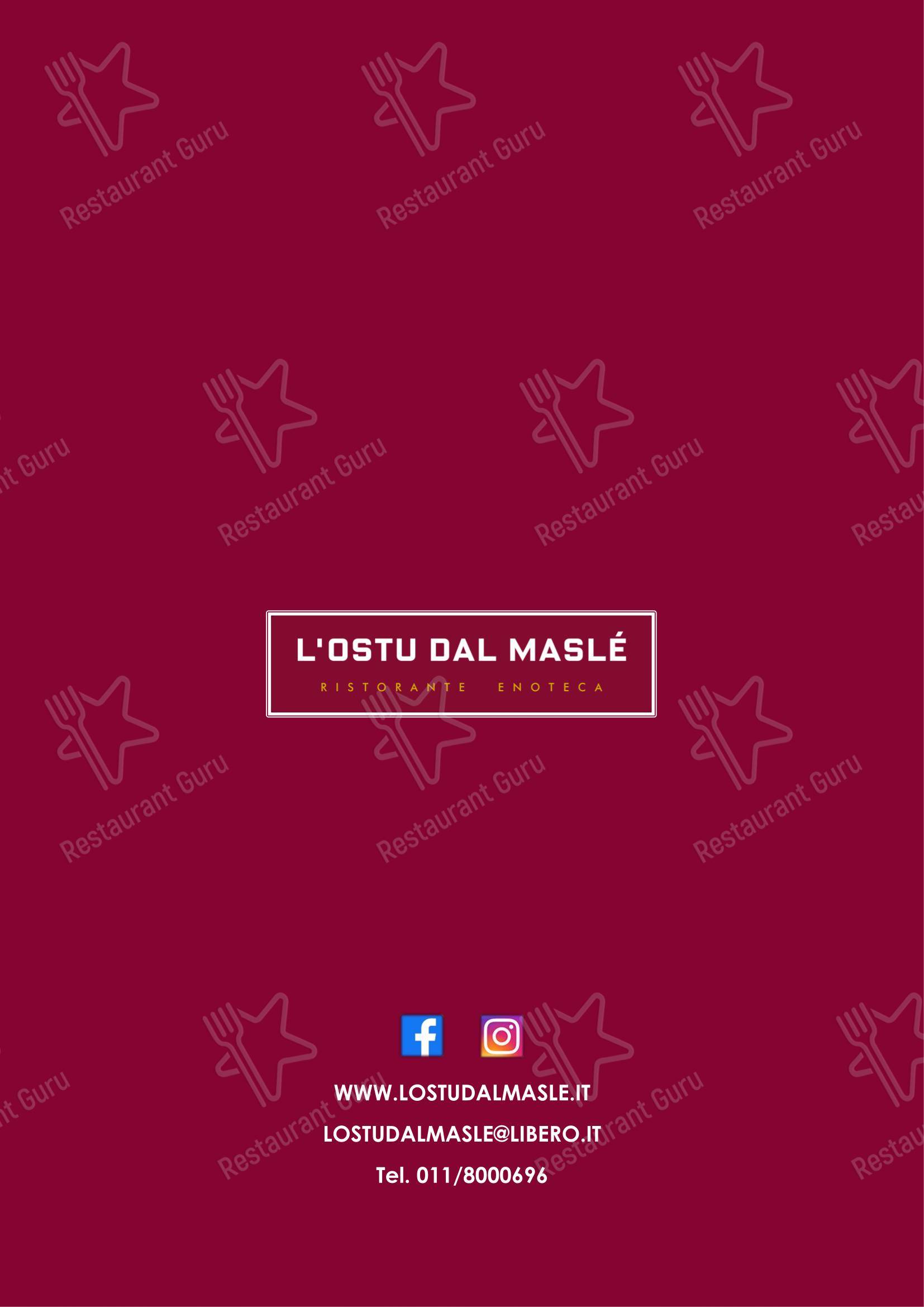 Menu pour L'Ostu Dal Maslè dans Mezzi Po