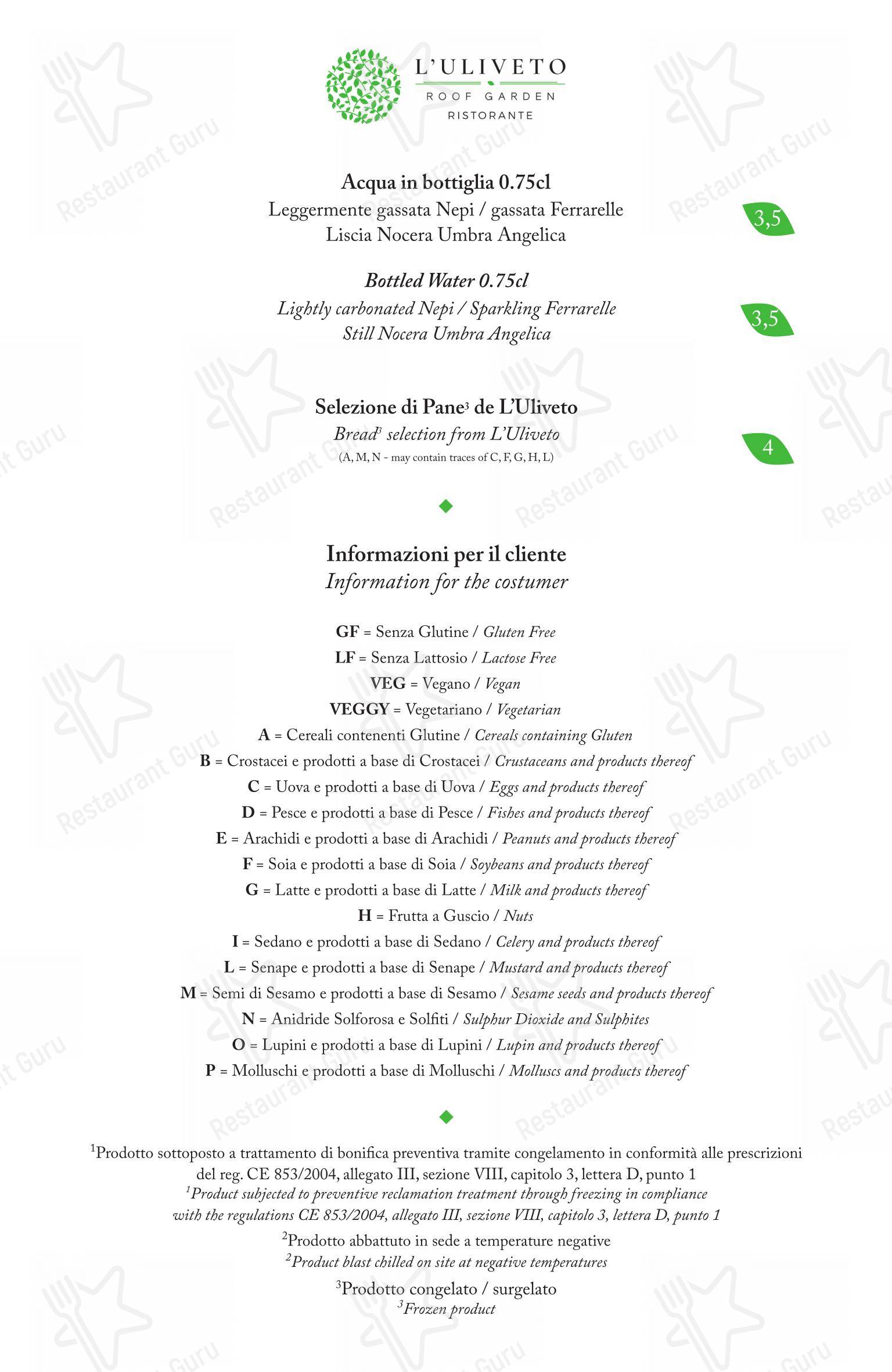 菜单 per L'Uliveto Roof Garden - Ristorante panoramico ristorante