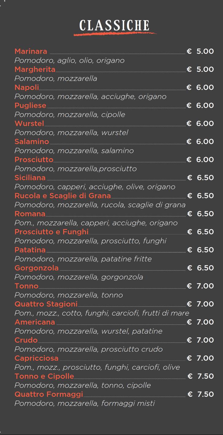 Menu di La bottega della pizza 