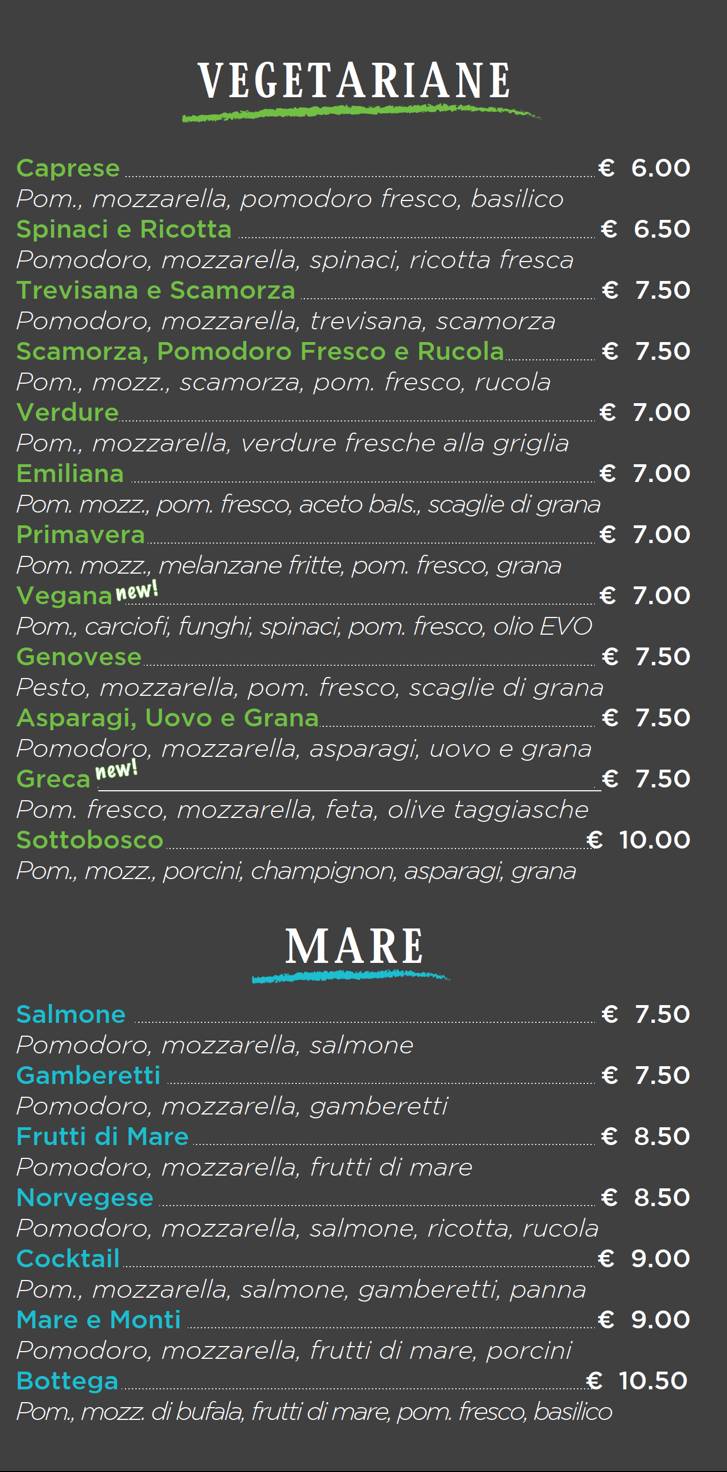 Menu di La bottega della pizza 