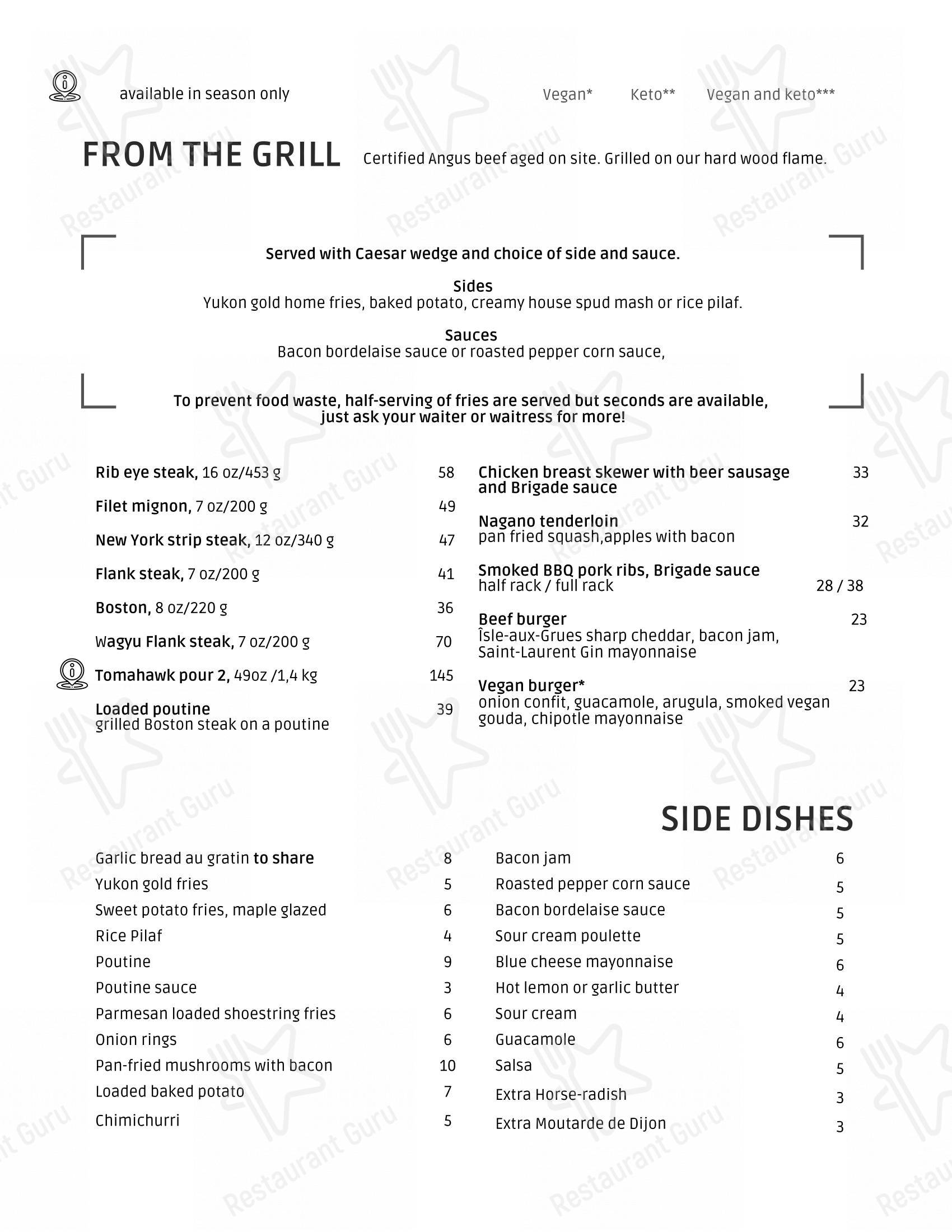 Menu pour La Brigade 225 - Lunch Menu