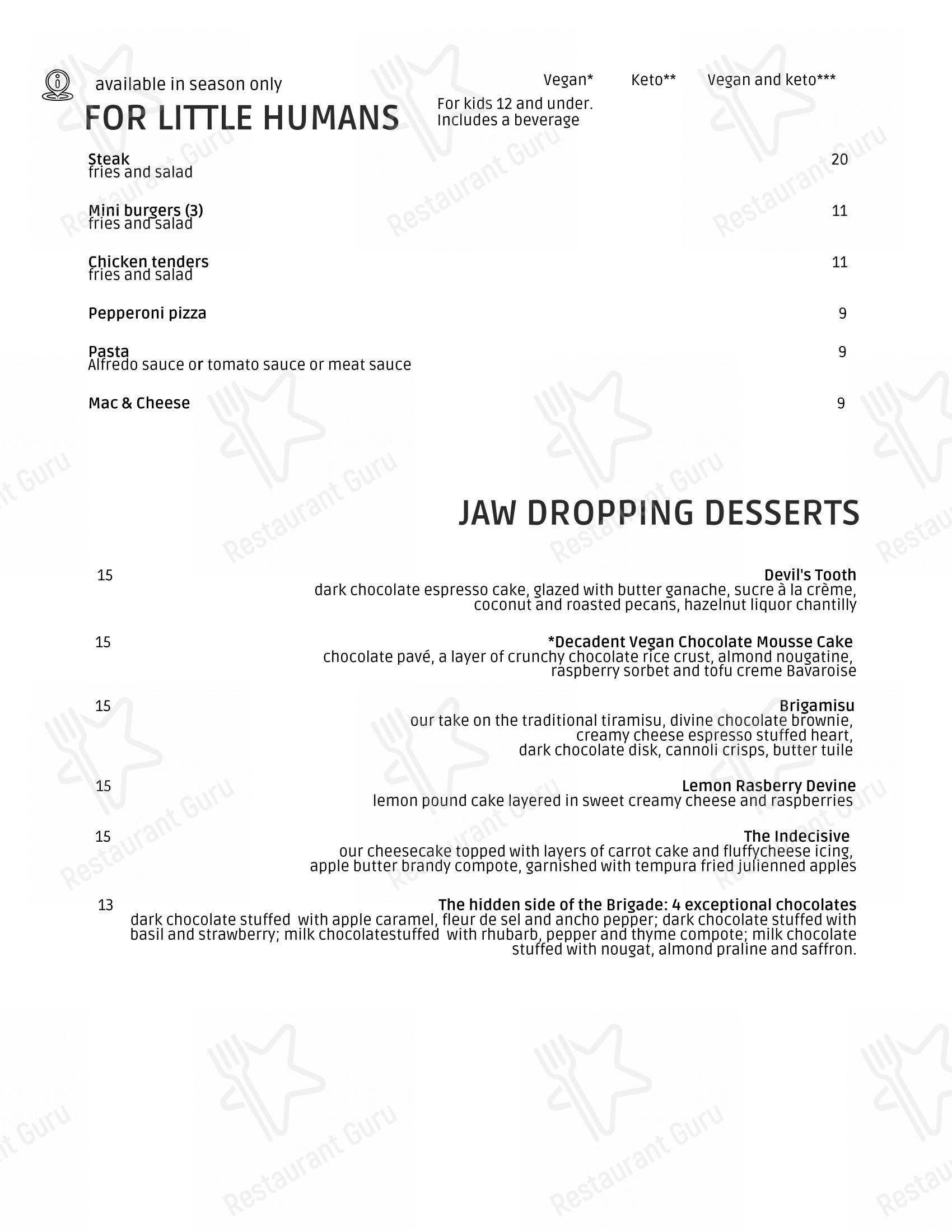 Menu pour La Brigade 225 bbq