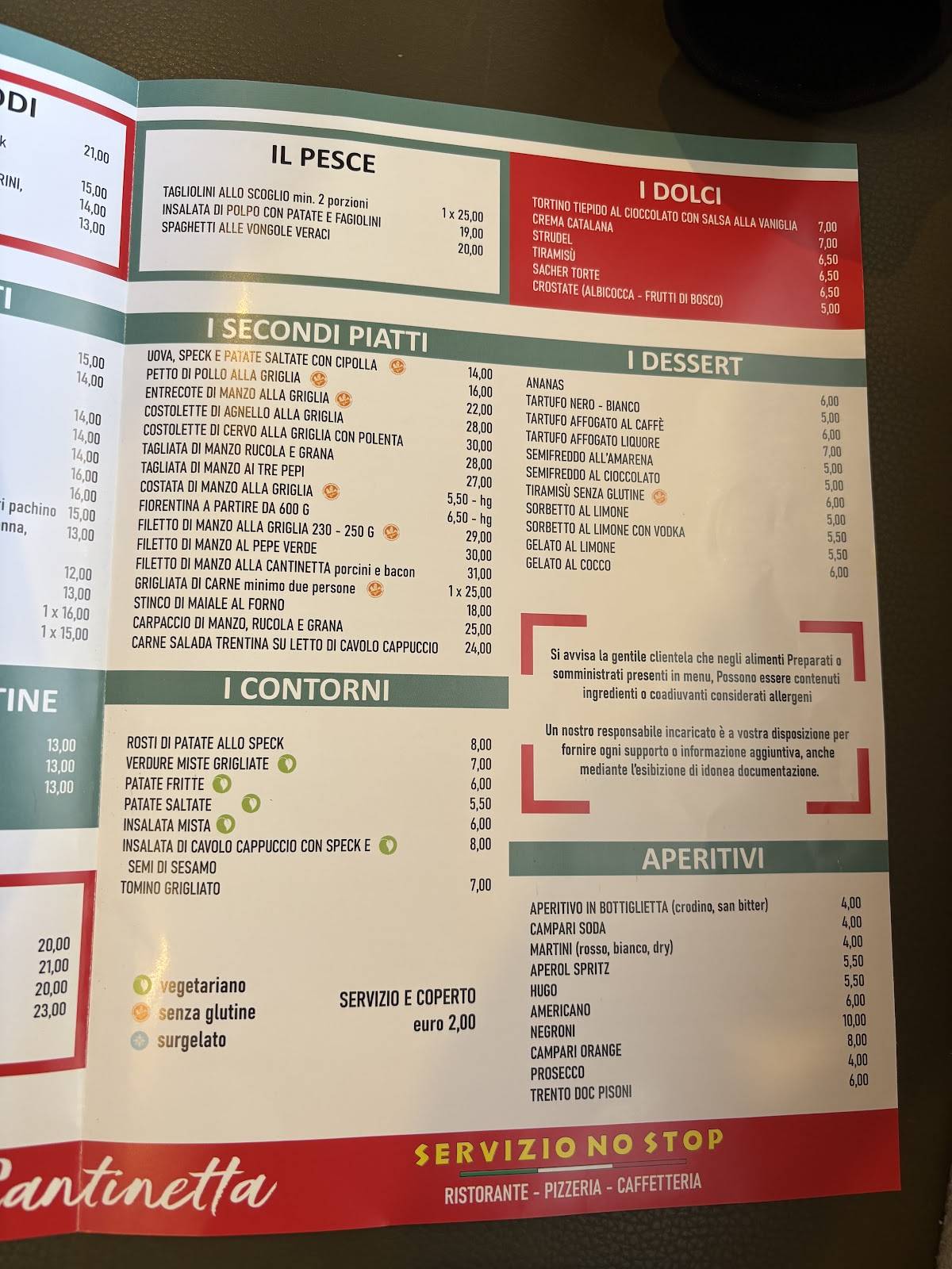 Menu di La Cantinetta - Canazei 