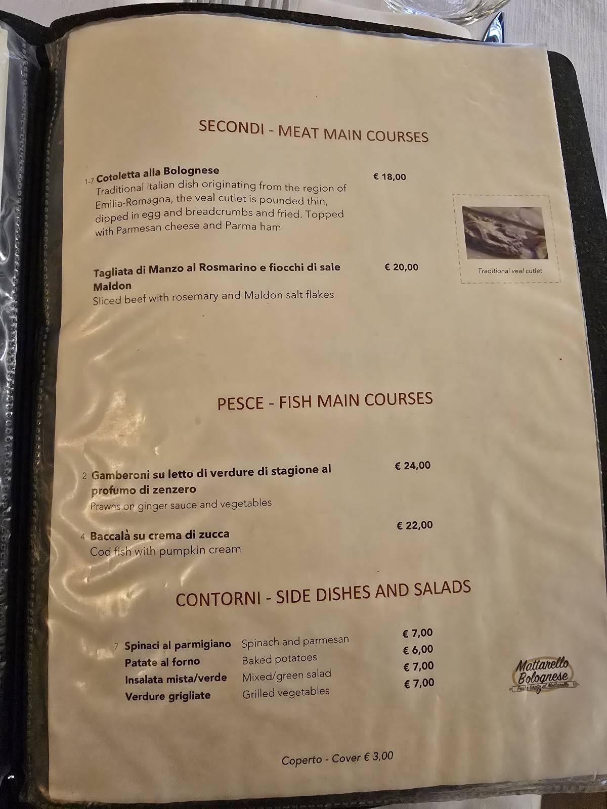 Menu di La Capriata 