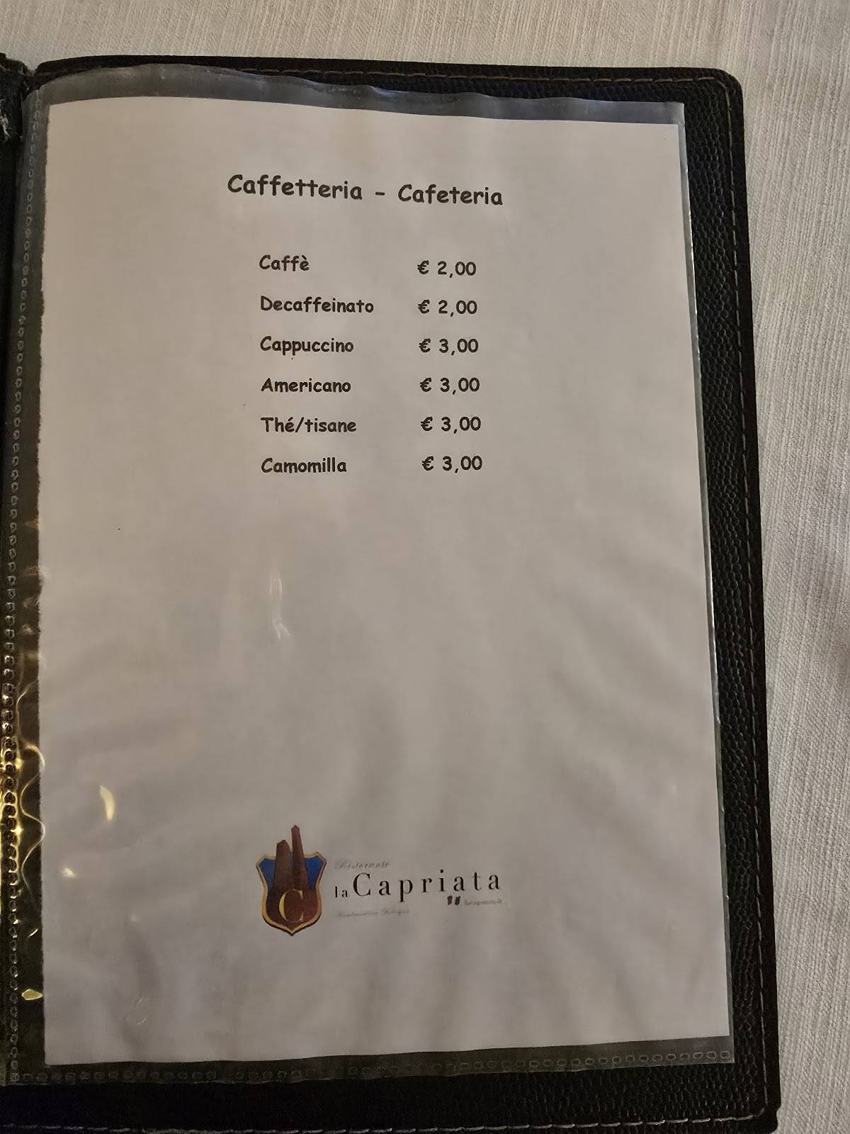 Menu di La Capriata 