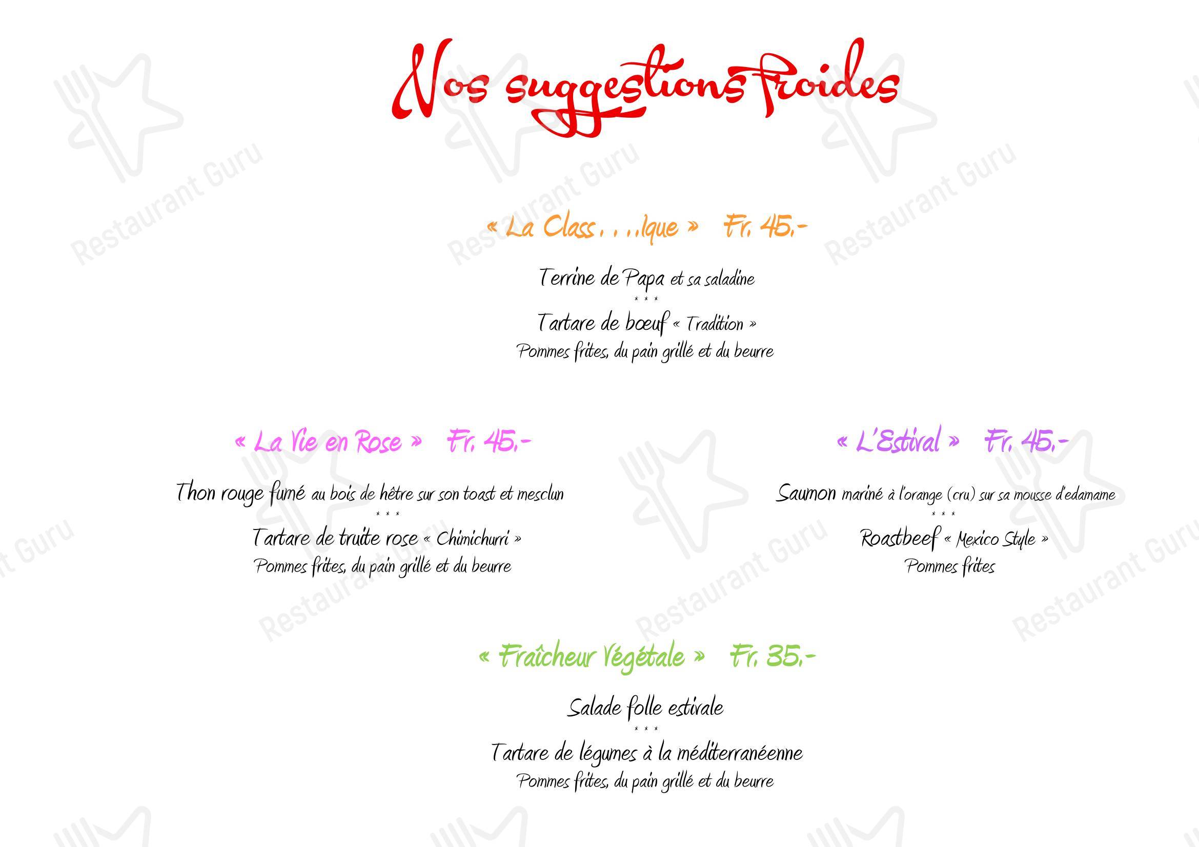 Menu per La Clef ristorante